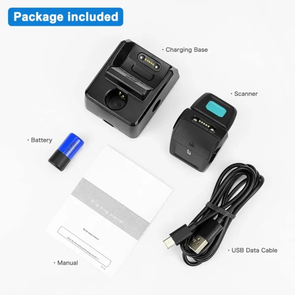 NETUM Bluetooth 2D QR Ring Barcode Scanner, Wearable Mini Bar Code Reader with Charging Cradle and Built-in Memory, Fast and Precise scanning - RS9000 - Image 5