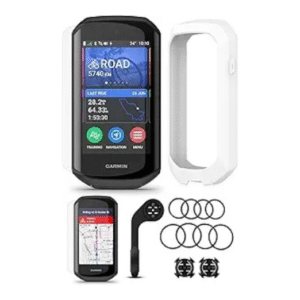 Garmin Edge 1050 Premium Cycling Computer Bundle - Color Touchscreen, Built-in Speaker, Training & Group Ride, Road Alerts with PlayBetter Silicone Case (White), Screen Protectors, Tether & More